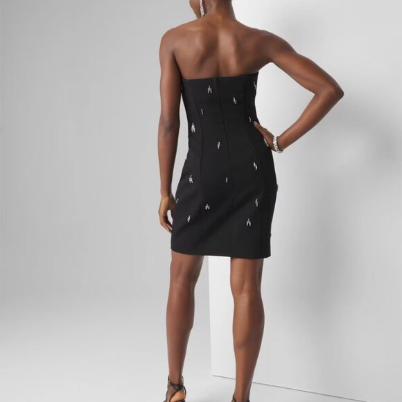 nwt WHITE HOUSE BLACK MARKET RHINESTONE EMBELLISHED halter dress 2 4 10 - Picture 3 of 3